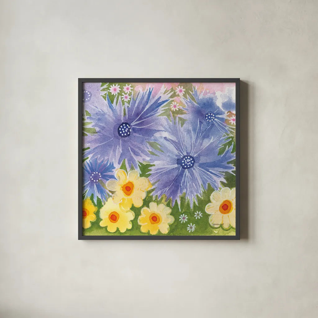 Fairy Garden I by Kathrine Lovell. Shown in a sleek black glass frame for a contemporary gallery look. Available as an archival giclee rolled canvas, fine art paper, or poster print. SKU 84785a.