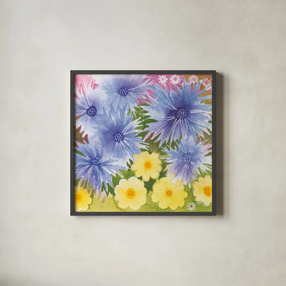 Fairy Garden II by Kathrine Lovell. Shown in a sleek black glass frame for a contemporary gallery look. Available as an archival giclee rolled canvas, fine art paper, or poster print. SKU 84786a.