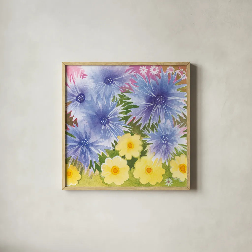 Fairy Garden II by Kathrine Lovell. Shown in a natural wood glass frame for a timeless modern aesthetic. Available as an archival giclee rolled canvas, fine art paper, or poster print. SKU 84786a.