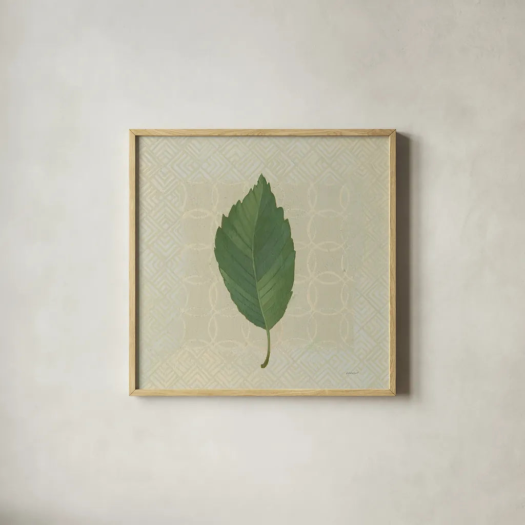 Forest Leaves III no Lines by Kathrine Lovell. Shown in a natural wood glass frame for a timeless modern aesthetic. Available as an archival giclee rolled canvas, fine art paper, or poster print. SKU 33733a.