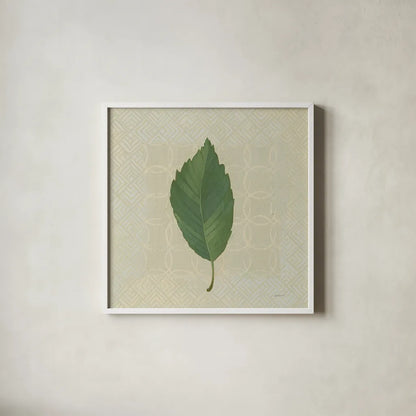 Forest Leaves III no Lines by Kathrine Lovell. Shown in a crisp white glass frame for a clean and minimalist style. Available as an archival giclee rolled canvas, fine art paper, or poster print. SKU 33733a.