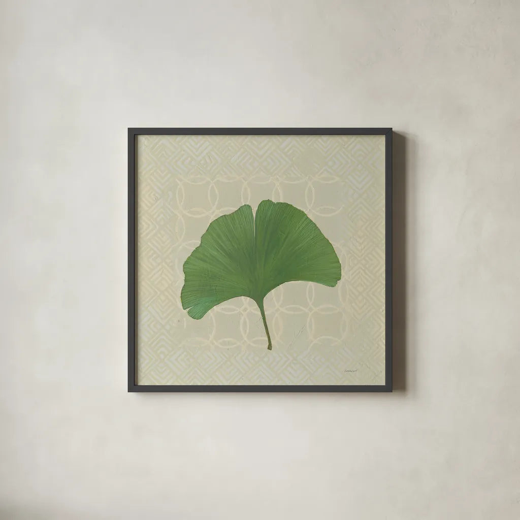 Forest Leaves IV no Lines by Kathrine Lovell. Shown in a sleek black glass frame for a contemporary gallery look. Available as an archival giclee rolled canvas, fine art paper, or poster print. SKU 33734a.