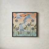 Free as a Bird II by Kathrine Lovell. Shown in a sleek black glass frame for a contemporary gallery look. Available as an archival giclee rolled canvas, fine art paper, or poster print. SKU 28141a.