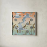 Free as a Bird II by Kathrine Lovell. Shown in a crisp white glass frame for a clean and minimalist style. Available as an archival giclee rolled canvas, fine art paper, or poster print. SKU 28141a.