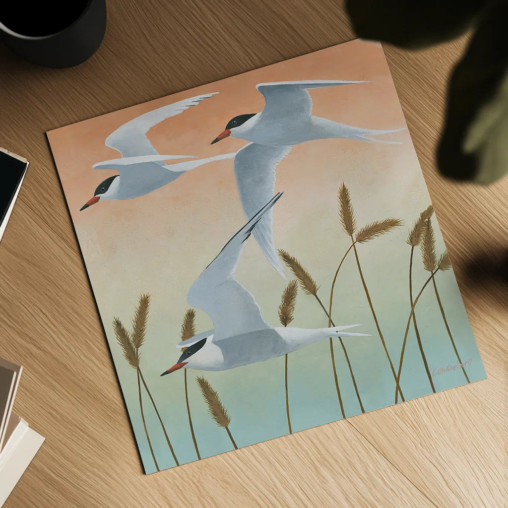 Free as a Bird II v2 by Kathrine Lovell. Shown as a detailed flat fine art print, highlighting archival giclee quality. Available as an archival giclee rolled canvas, fine art paper, or poster print. SKU 30065a.