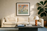Free as a Bird II v2 by Kathrine Lovell. Displayed in a glass frame with matte in a clean modern living room. Available as an archival giclee rolled canvas, fine art paper, or poster print. SKU 30065a.