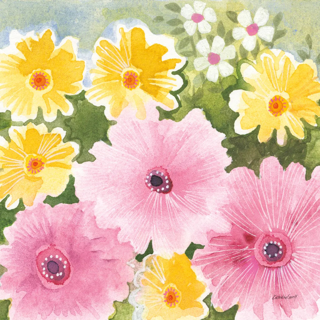 Garden Party I by Kathrine Lovell. SKU 84783a. Archival Giclee Fine art print for wall decor.