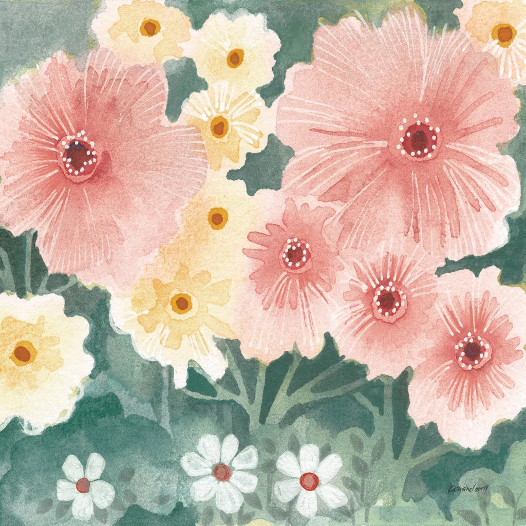 Garden Party II Pastel by Kathrine Lovell. SKU 88126a. Archival Giclee Fine art print for wall decor.