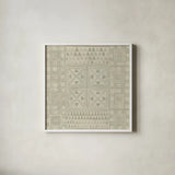 Geometric Tone on Tone II Dark by Kathrine Lovell. Shown in a crisp white glass frame for a clean and minimalist style. Available as an archival giclee rolled canvas, fine art paper, or poster print. SKU 30070a.