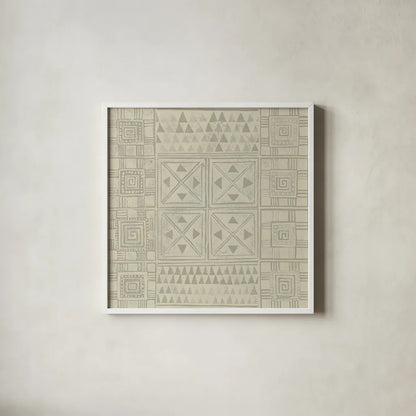 Geometric Tone on Tone II Dark by Kathrine Lovell. Shown in a crisp white glass frame for a clean and minimalist style. Available as an archival giclee rolled canvas, fine art paper, or poster print. SKU 30070a.