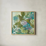 Grandiflora Bloom by Kathrine Lovell. Shown in a natural wood glass frame for a timeless modern aesthetic. Available as an archival giclee rolled canvas, fine art paper, or poster print. SKU 5087a.