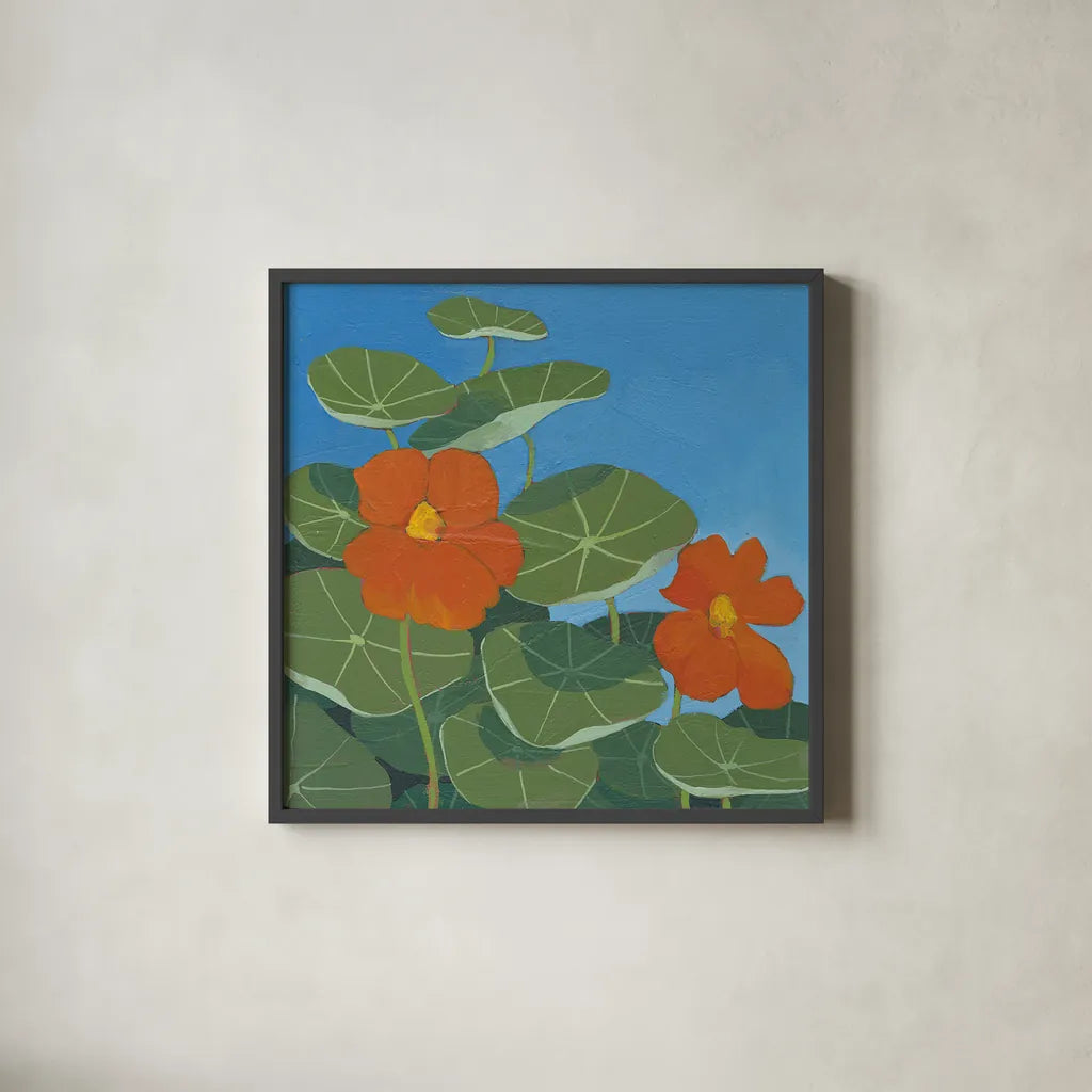 Happy Day II by Kathrine Lovell. Shown in a sleek black glass frame for a contemporary gallery look. Available as an archival giclee rolled canvas, fine art paper, or poster print. SKU 24405a.