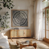 Hemma I BC by Kathrine Lovell. Shown in a natural wood frame in a cozy modern living room. Available as an archival giclee rolled canvas, fine art paper, or poster print. SKU 63088a.