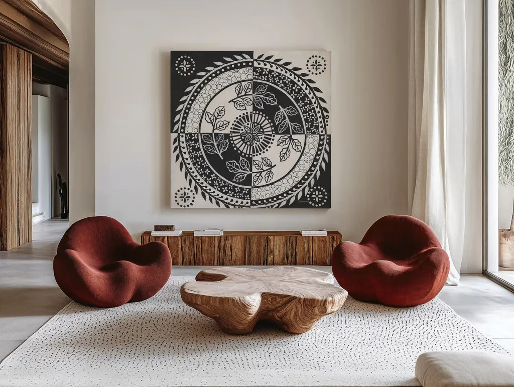 Hemma II BC by Kathrine Lovell. Shown as extra-large giant wall art in a modern living room. Available as an archival giclee rolled canvas, fine art paper, or poster print. SKU 63089a.