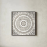 Hemma III Neutral Crop by Kathrine Lovell. Shown in a sleek black glass frame for a contemporary gallery look. Available as an archival giclee rolled canvas, fine art paper, or poster print. SKU 64002a.