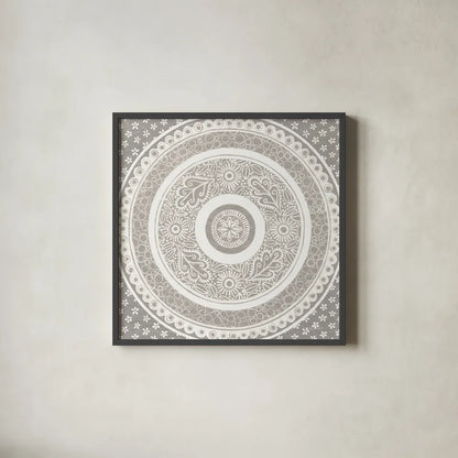 Hemma III Neutral Crop by Kathrine Lovell. Shown in a sleek black glass frame for a contemporary gallery look. Available as an archival giclee rolled canvas, fine art paper, or poster print. SKU 64002a.
