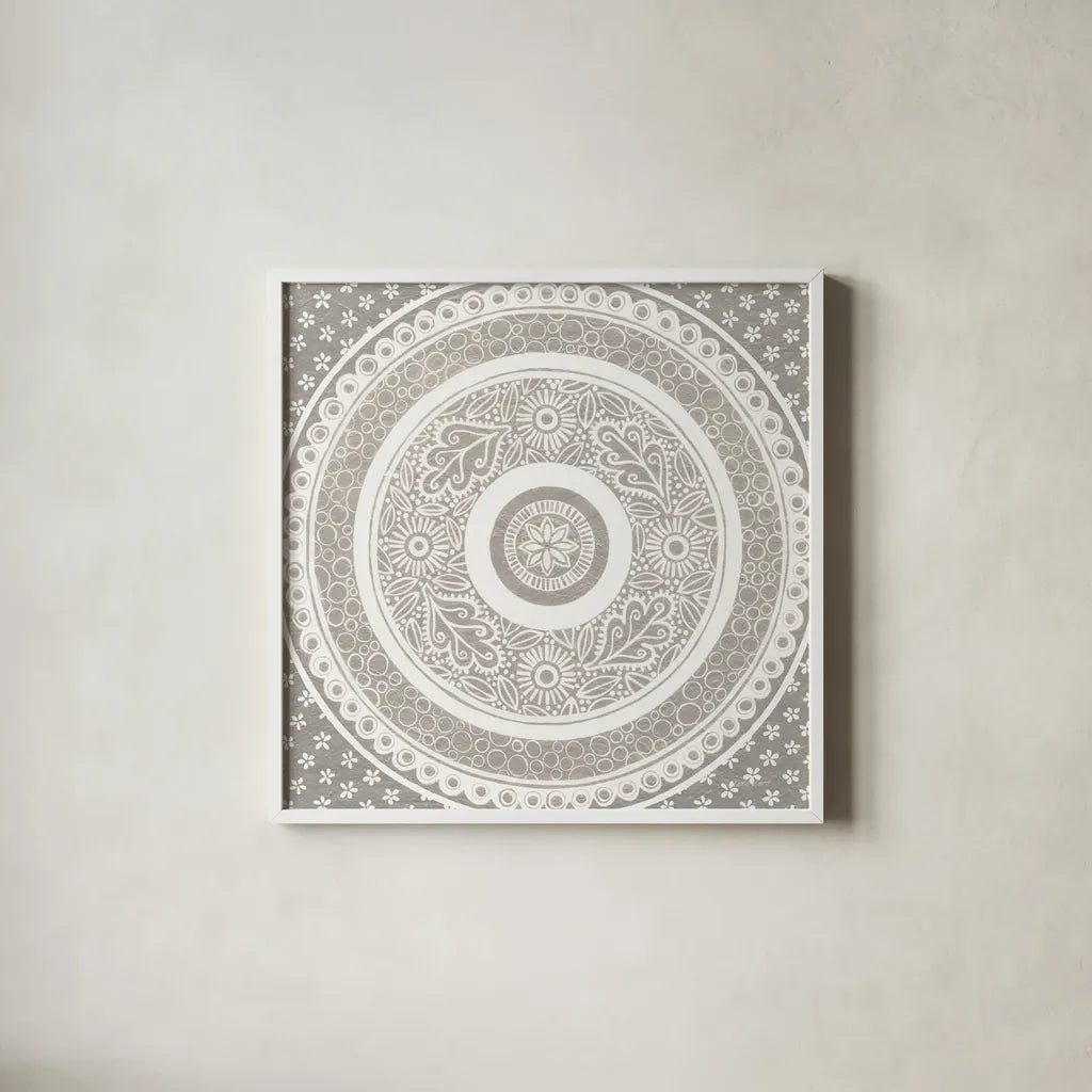 Hemma III Neutral Crop by Kathrine Lovell. Shown in a crisp white glass frame for a clean and minimalist style. Available as an archival giclee rolled canvas, fine art paper, or poster print. SKU 64002a.