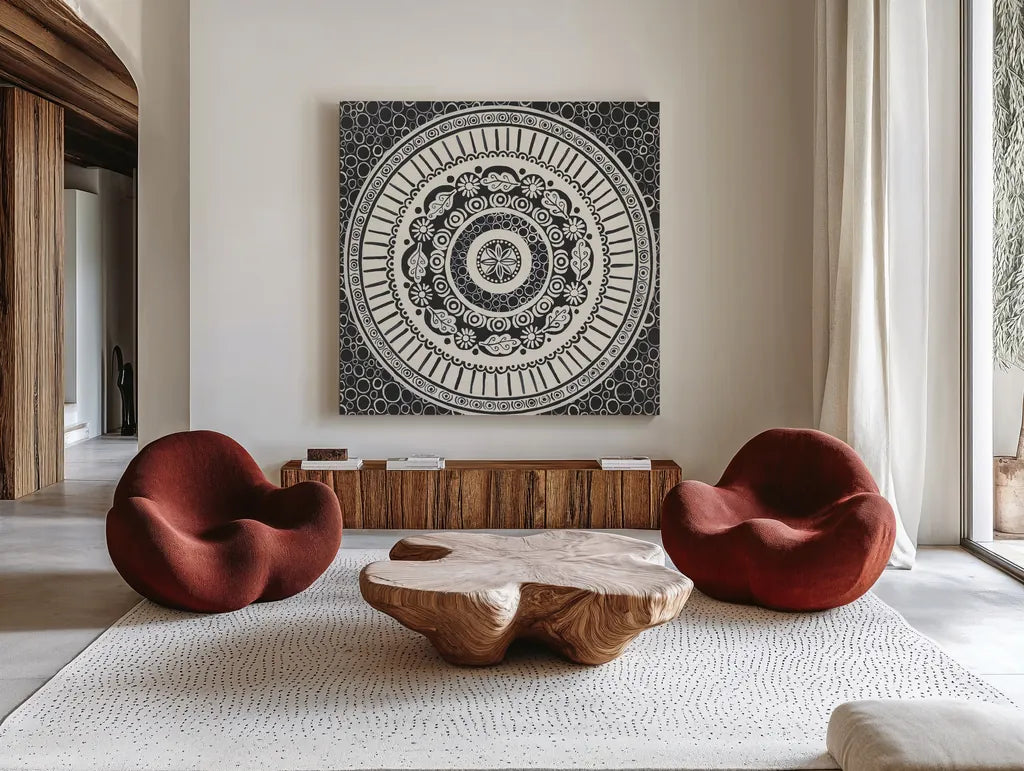 Hemma IV BC by Kathrine Lovell. Shown as extra-large giant wall art in a modern living room. Available as an archival giclee rolled canvas, fine art paper, or poster print. SKU 63091a.