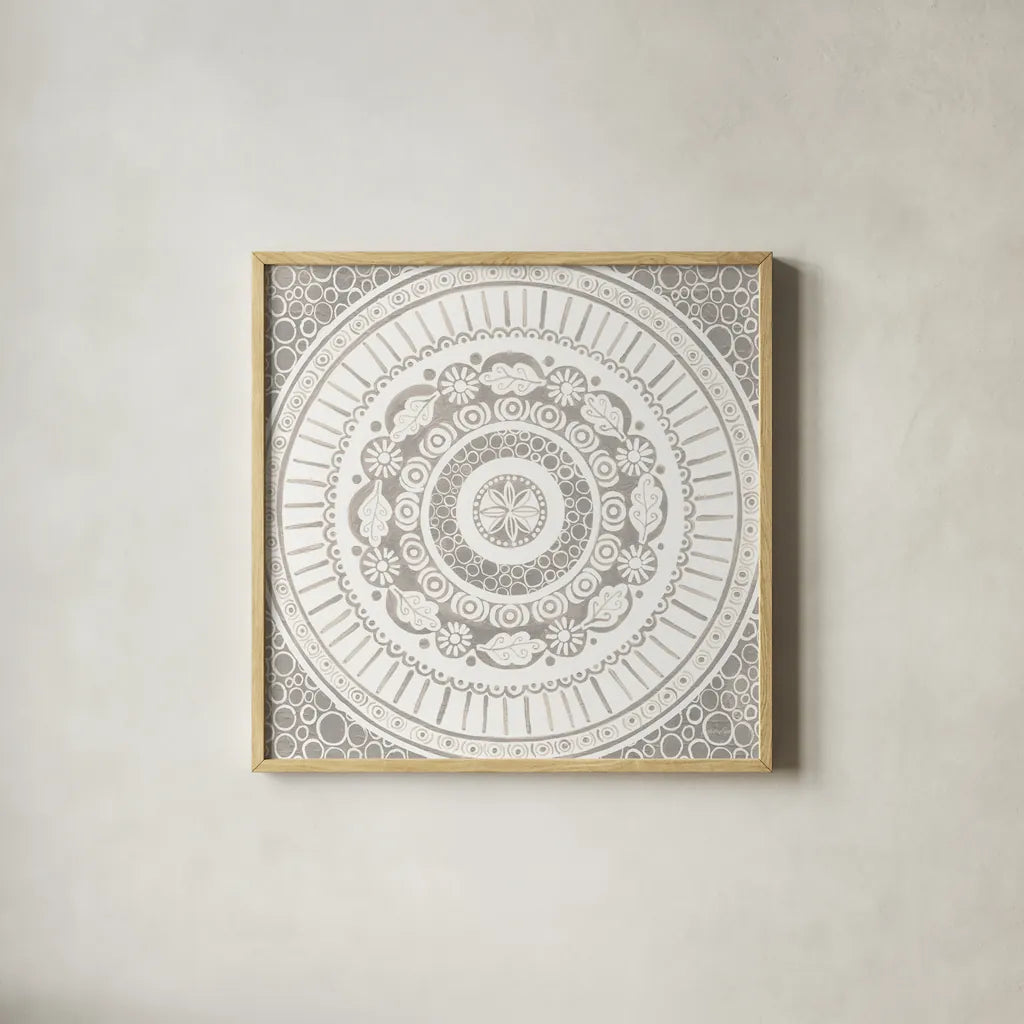 Hemma IV Neutral Crop by Kathrine Lovell. Shown in a natural wood glass frame for a timeless modern aesthetic. Available as an archival giclee rolled canvas, fine art paper, or poster print. SKU 64003a.