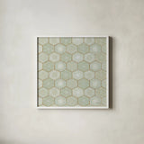 Hex I by Kathrine Lovell. Shown in a crisp white glass frame for a clean and minimalist style. Available as an archival giclee rolled canvas, fine art paper, or poster print. SKU 55525a.