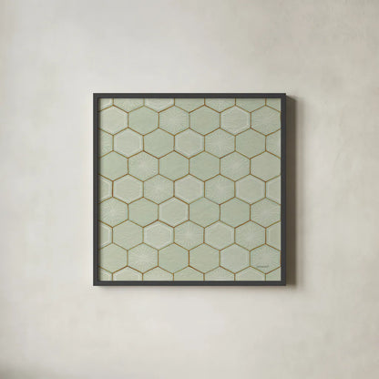 Hex III by Kathrine Lovell. Shown in a sleek black glass frame for a contemporary gallery look. Available as an archival giclee rolled canvas, fine art paper, or poster print. SKU 55527a.