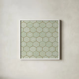 Hex III by Kathrine Lovell. Shown in a crisp white glass frame for a clean and minimalist style. Available as an archival giclee rolled canvas, fine art paper, or poster print. SKU 55527a.