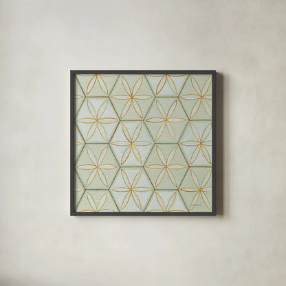 Hex IV by Kathrine Lovell. Shown in a sleek black glass frame for a contemporary gallery look. Available as an archival giclee rolled canvas, fine art paper, or poster print. SKU 55528a.