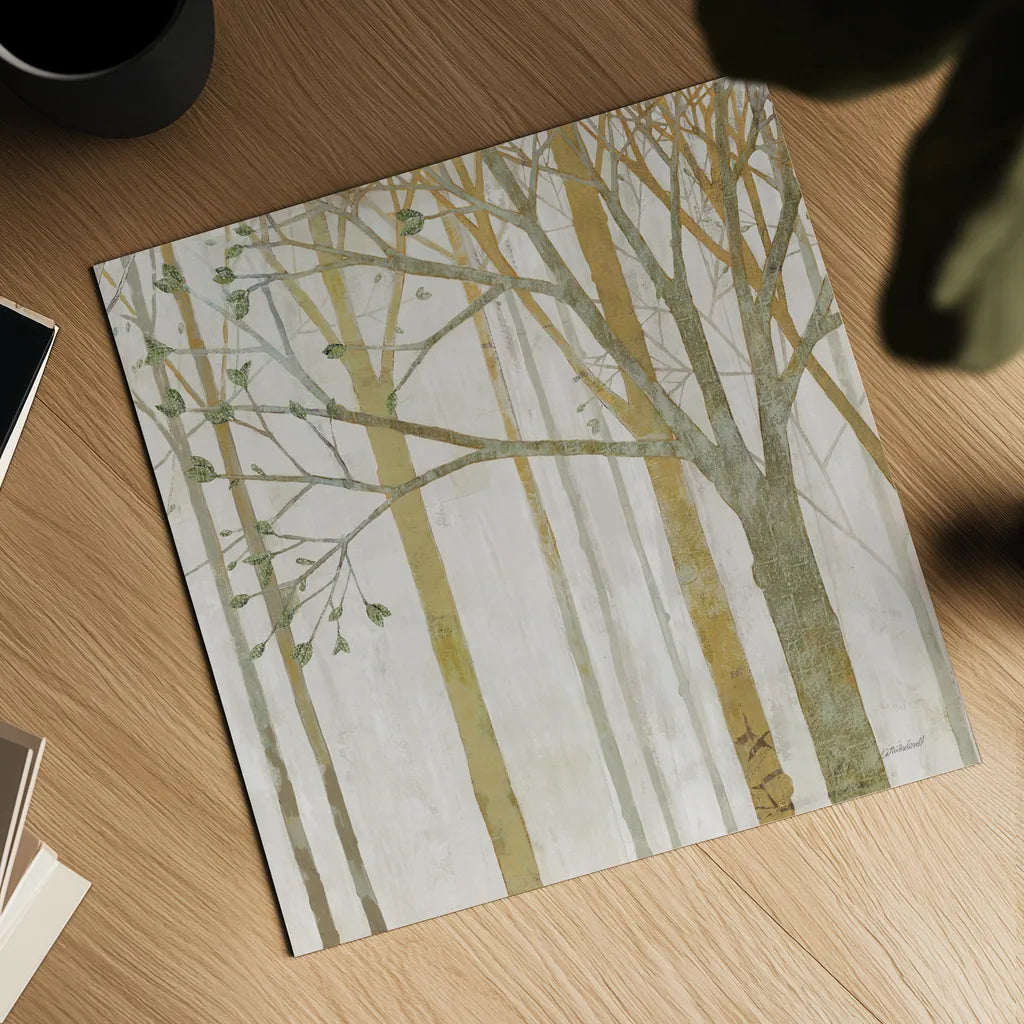 In Springtime III Gold Gray by Kathrine Lovell. Shown as a detailed flat fine art print, highlighting archival giclee quality. Available as an archival giclee rolled canvas, fine art paper, or poster print. SKU 43354a.
