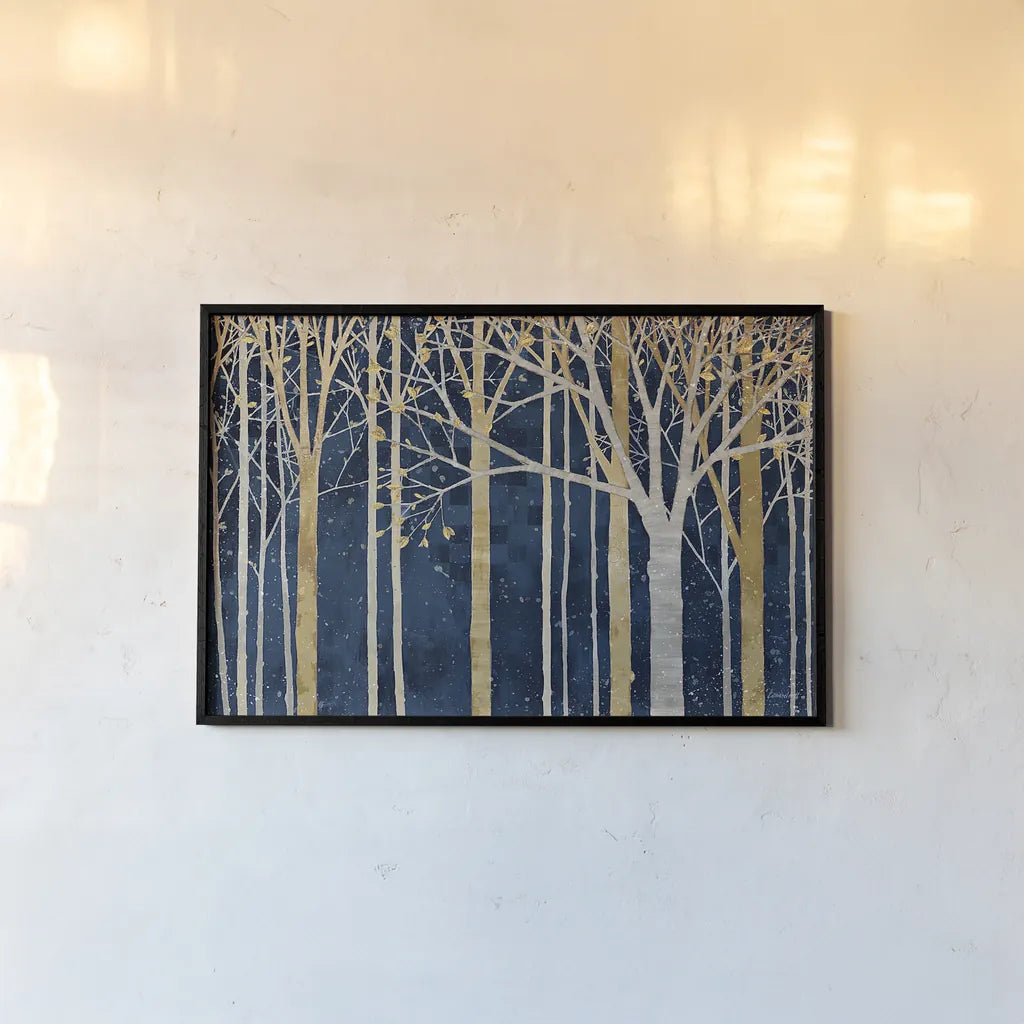 In Springtime Indigo by Kathrine Lovell. shown as a paper print in a black flame. Available as a archival giclee rolled canvas, fine art paper, or poster print. SKU 43353i.