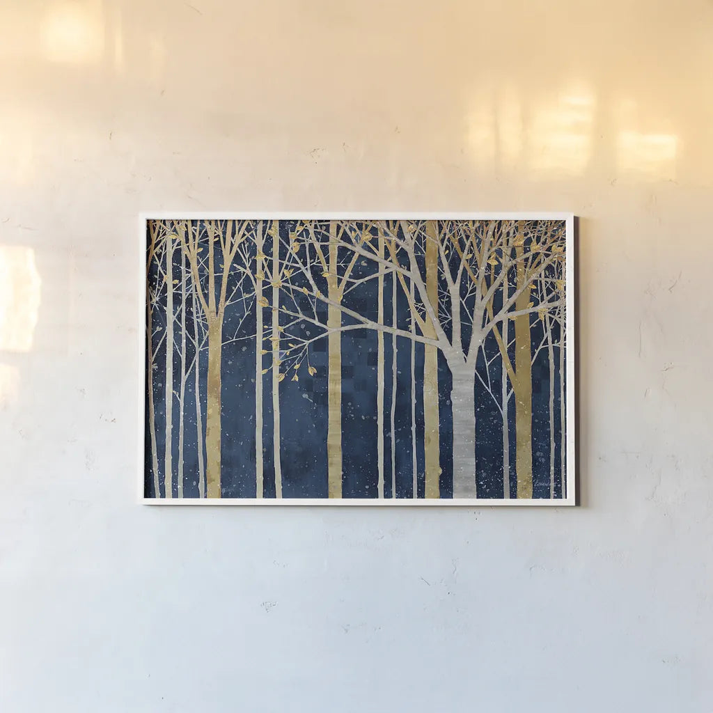 In Springtime Indigo by Kathrine Lovell. shown as a paper print in a white frame. Available as a archival giclee rolled canvas, fine art paper, or poster print. SKU 43353i.