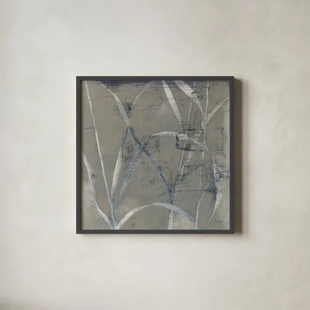 In the Garden II Gray by Kathrine Lovell. Shown in a sleek black glass frame for a contemporary gallery look. Available as an archival giclee rolled canvas, fine art paper, or poster print. SKU 42229a.