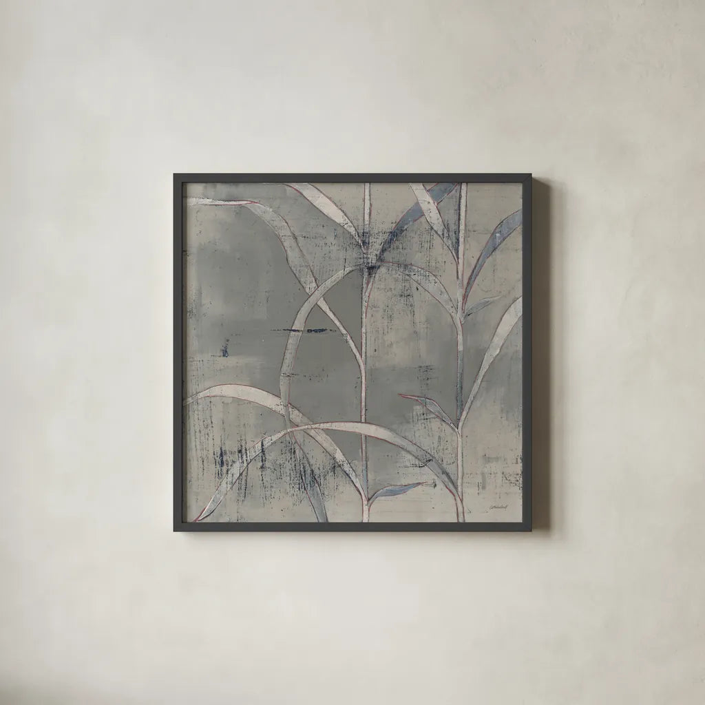 In the Garden III Gray by Kathrine Lovell. Shown in a sleek black glass frame for a contemporary gallery look. Available as an archival giclee rolled canvas, fine art paper, or poster print. SKU 42230a.