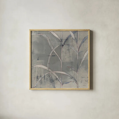 In the Garden III Gray by Kathrine Lovell. Shown in a natural wood glass frame for a timeless modern aesthetic. Available as an archival giclee rolled canvas, fine art paper, or poster print. SKU 42230a.