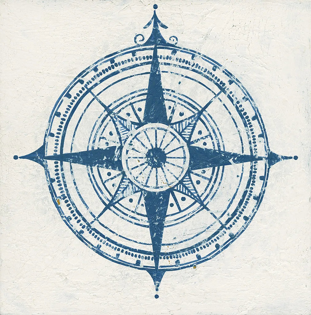Indigo Gild Compass Rose 2 by Kathrine Lovell. SKU 27151a. Archival Giclee Fine art print for wall decor.