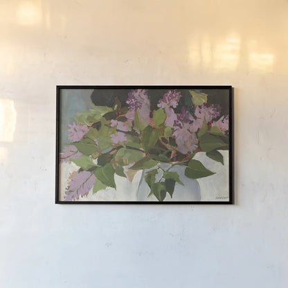 June Lilacs by Kathrine Lovell. shown as a paper print in a black flame. Available as a archival giclee rolled canvas, fine art paper, or poster print. SKU 42556i.