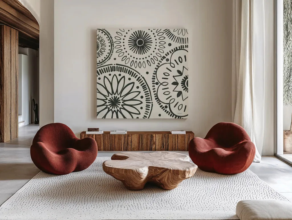 Kami XIII by Kathrine Lovell. Shown as extra-large giant wall art in a modern living room. Available as an archival giclee rolled canvas, fine art paper, or poster print. SKU 37914a.
