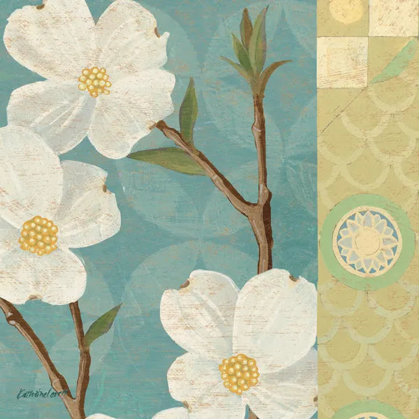 Kimono Blossoms Square II by Kathrine Lovell. SKU 43293a. Archival Giclee Fine art print for wall decor.