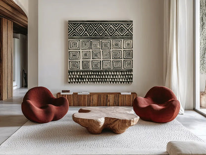Kuba I by Kathrine Lovell. Shown as extra-large giant wall art in a modern living room. Available as an archival giclee rolled canvas, fine art paper, or poster print. SKU 31328a.
