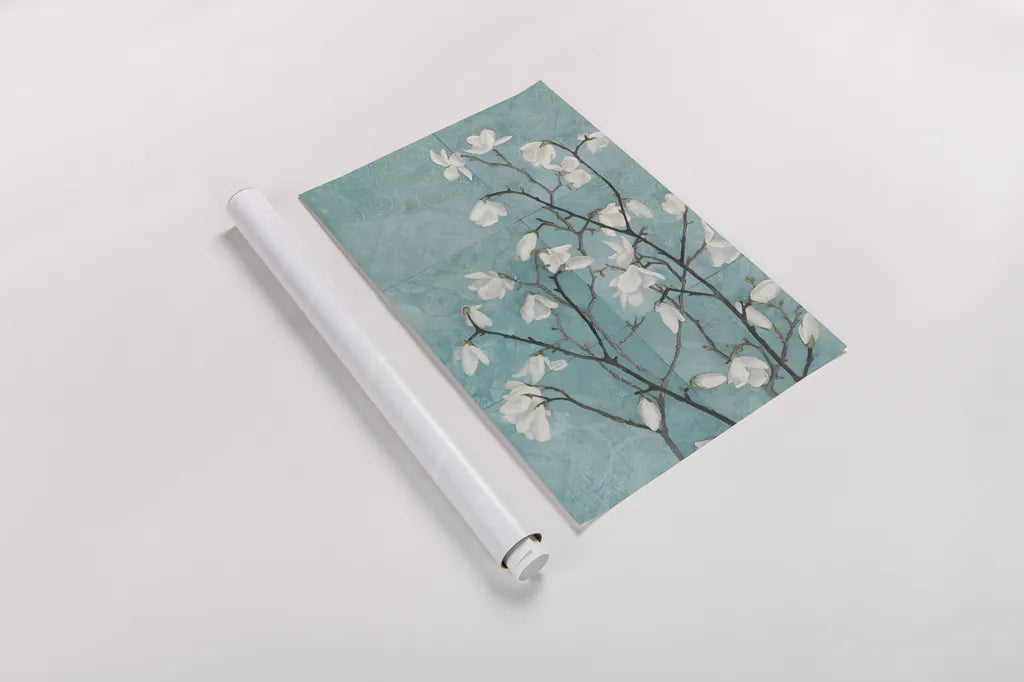 Magnolia Branch by Kathrine Lovell. shown as a rolled paper print. Available as archival giclee rolled canvas, fine art paper, or poster print. SKU 28421h.
