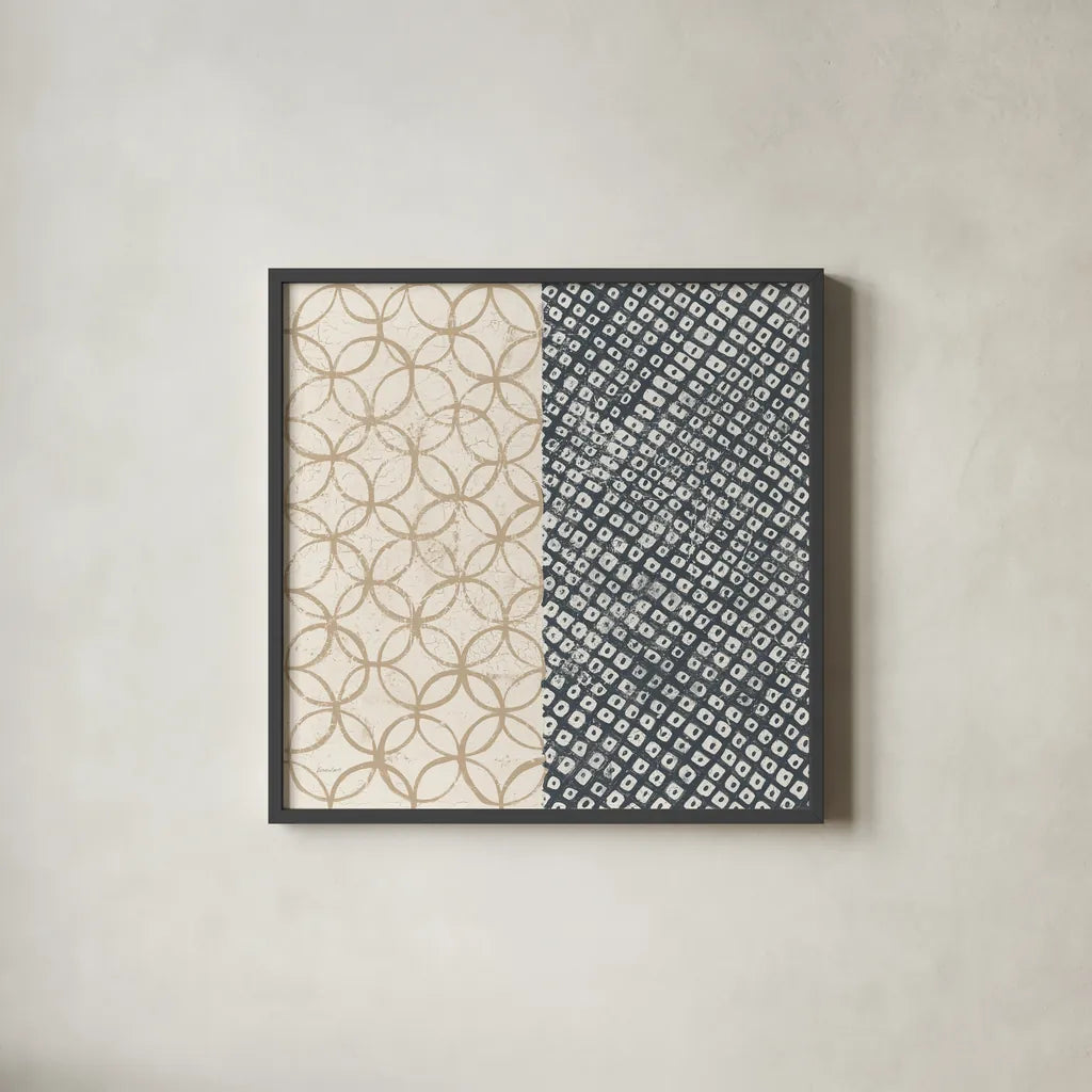 Maki Tile III by Kathrine Lovell. Shown in a sleek black glass frame for a contemporary gallery look. Available as an archival giclee rolled canvas, fine art paper, or poster print. SKU 55280a.