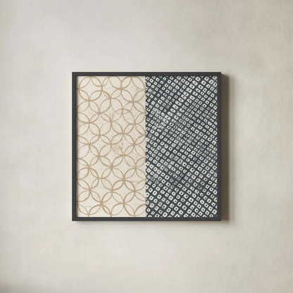 Maki Tile III by Kathrine Lovell. Shown in a sleek black glass frame for a contemporary gallery look. Available as an archival giclee rolled canvas, fine art paper, or poster print. SKU 55280a.