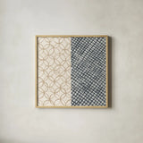 Maki Tile III by Kathrine Lovell. Shown in a natural wood glass frame for a timeless modern aesthetic. Available as an archival giclee rolled canvas, fine art paper, or poster print. SKU 55280a.