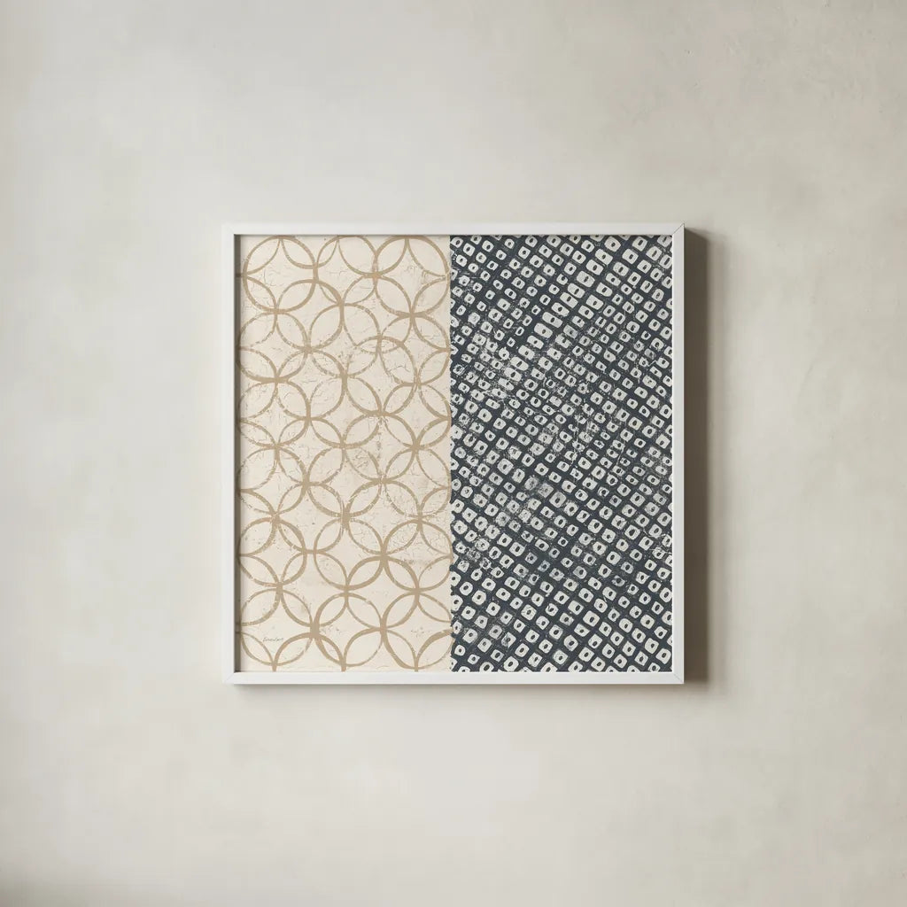 Maki Tile III by Kathrine Lovell. Shown in a crisp white glass frame for a clean and minimalist style. Available as an archival giclee rolled canvas, fine art paper, or poster print. SKU 55280a.
