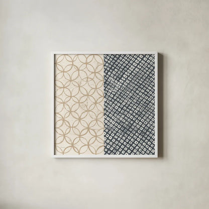 Maki Tile III by Kathrine Lovell. Shown in a crisp white glass frame for a clean and minimalist style. Available as an archival giclee rolled canvas, fine art paper, or poster print. SKU 55280a.
