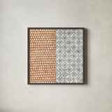 Maki Tile IV by Kathrine Lovell. Shown in a sleek black glass frame for a contemporary gallery look. Available as an archival giclee rolled canvas, fine art paper, or poster print. SKU 55281a.
