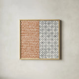 Maki Tile IV by Kathrine Lovell. Shown in a natural wood glass frame for a timeless modern aesthetic. Available as an archival giclee rolled canvas, fine art paper, or poster print. SKU 55281a.