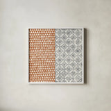 Maki Tile IV by Kathrine Lovell. Shown in a crisp white glass frame for a clean and minimalist style. Available as an archival giclee rolled canvas, fine art paper, or poster print. SKU 55281a.