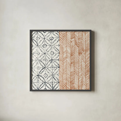 Maki Tile VII by Kathrine Lovell. Shown in a sleek black glass frame for a contemporary gallery look. Available as an archival giclee rolled canvas, fine art paper, or poster print. SKU 55283a.