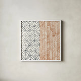 Maki Tile VII by Kathrine Lovell. Shown in a crisp white glass frame for a clean and minimalist style. Available as an archival giclee rolled canvas, fine art paper, or poster print. SKU 55283a.