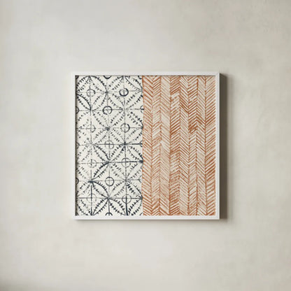 Maki Tile VII by Kathrine Lovell. Shown in a crisp white glass frame for a clean and minimalist style. Available as an archival giclee rolled canvas, fine art paper, or poster print. SKU 55283a.